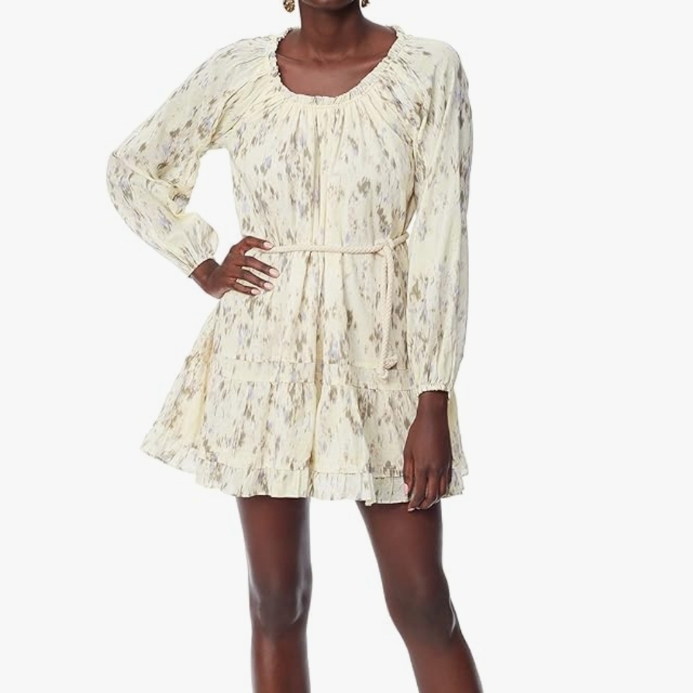 Sam Edelman Elegant Cream Patterned Dress Size Large PTP 23"